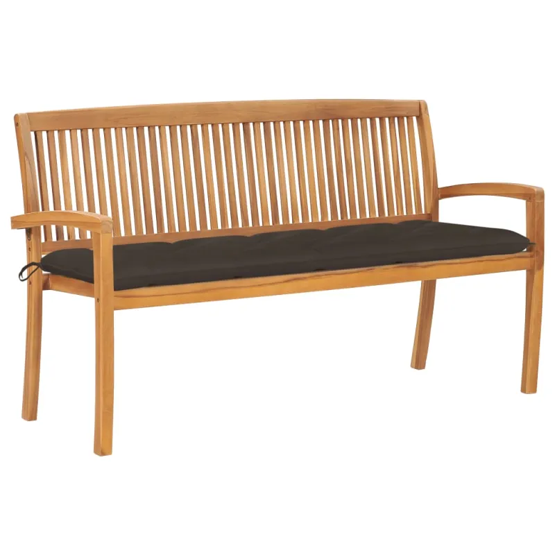 Sudedamas sodo suoliukas su pagalvėle, 159 cm, tikmedis