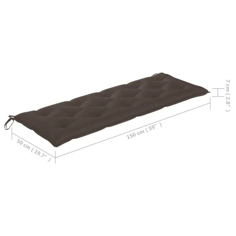 Sudedamas sodo suoliukas su pagalvėle, 159 cm, tikmedis