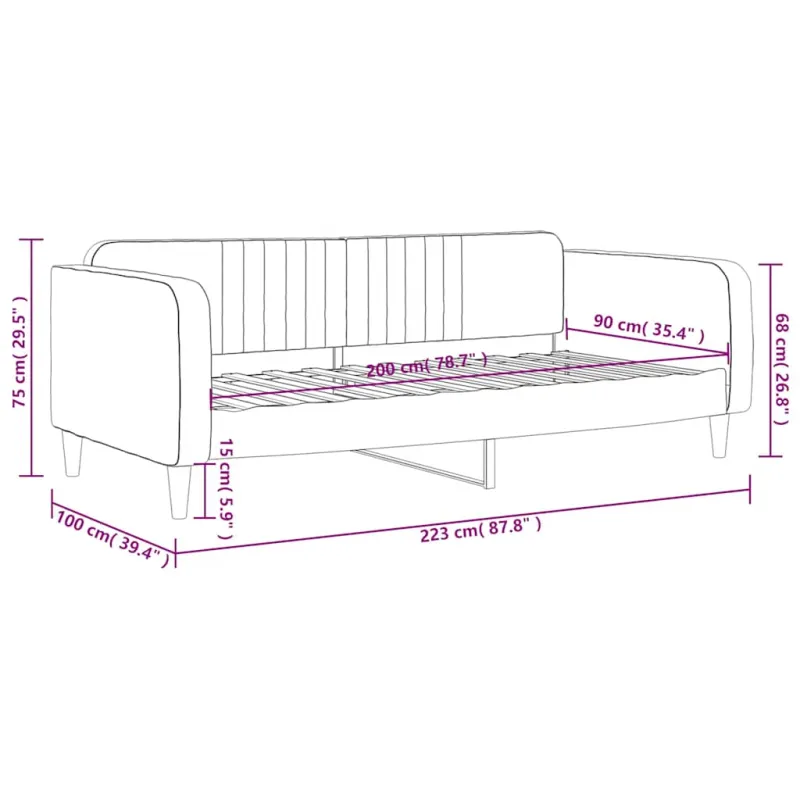Sofa, tamsiai žalios spalvos, 90x200cm, aksomas