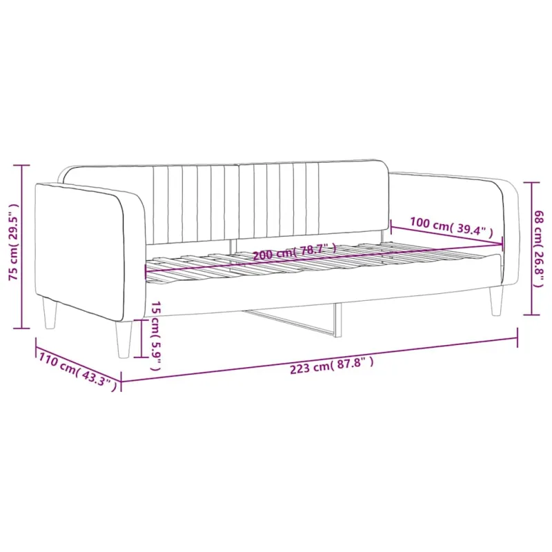 Sofa, tamsiai žalios spalvos, 100x200cm, aksomas