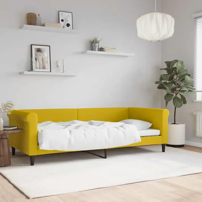 Sofa, geltonos spalvos, 90x200cm, aksomas