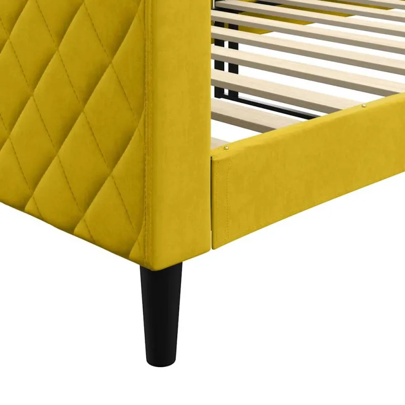 Sofa, geltonos spalvos, 90x200cm, aksomas