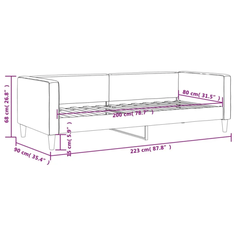 Sofa, juodos spalvos, 80x200cm, audinys