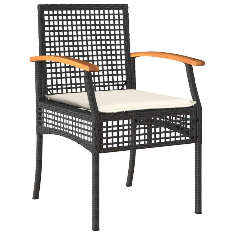 Sodo ruokailuryhmä pehmusteilla, 3 osaa, Musta Rattan