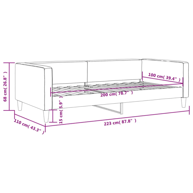 Sofa, tamsiai pilkos spalvos, 100x200cm, audinys
