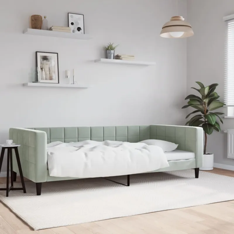 Sofa, šviesiai pilkos spalvos, 100x200cm, aksomas