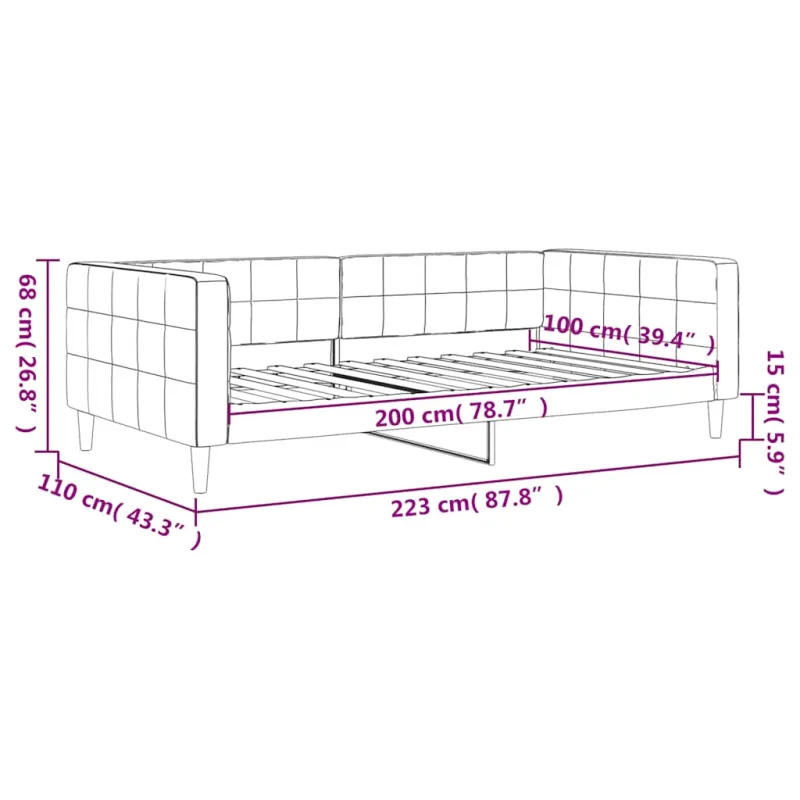 Sofa, geltonos spalvos, 100x200cm, aksomas