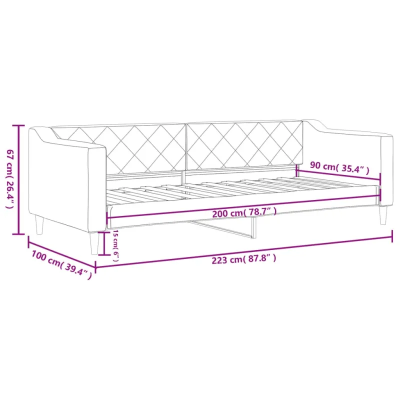 Sofa, kreminės spalvos, 90x200cm, audinys