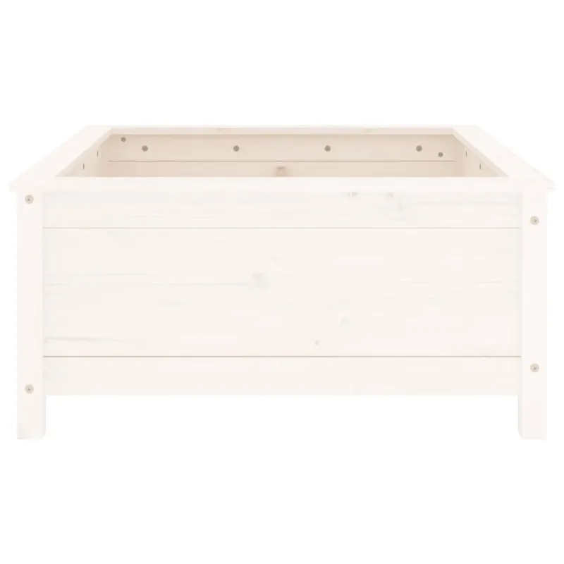 Sodo lovelis, baltas, 82,5x82,5x39cm, pušies medienos masyvas