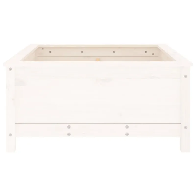 Sodo lovelis, baltas, 82,5x82,5x39cm, pušies medienos masyvas