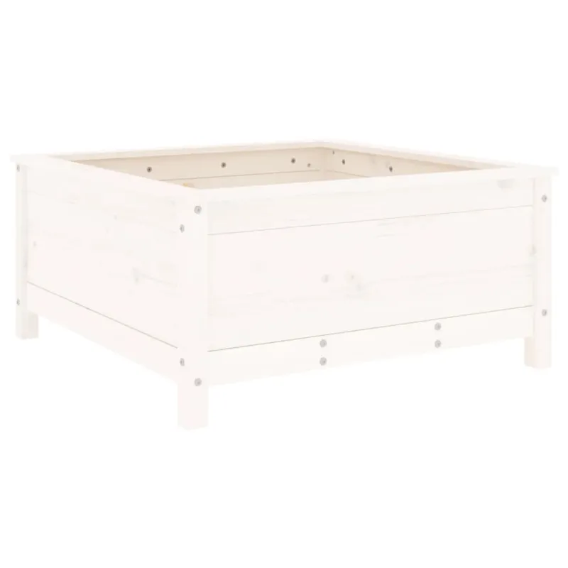 Sodo lovelis, baltas, 82,5x82,5x39cm, pušies medienos masyvas
