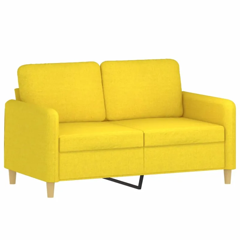 Dvivietė sofa su pagalvėlėmis, šviesiai geltona, 120cm, audinys