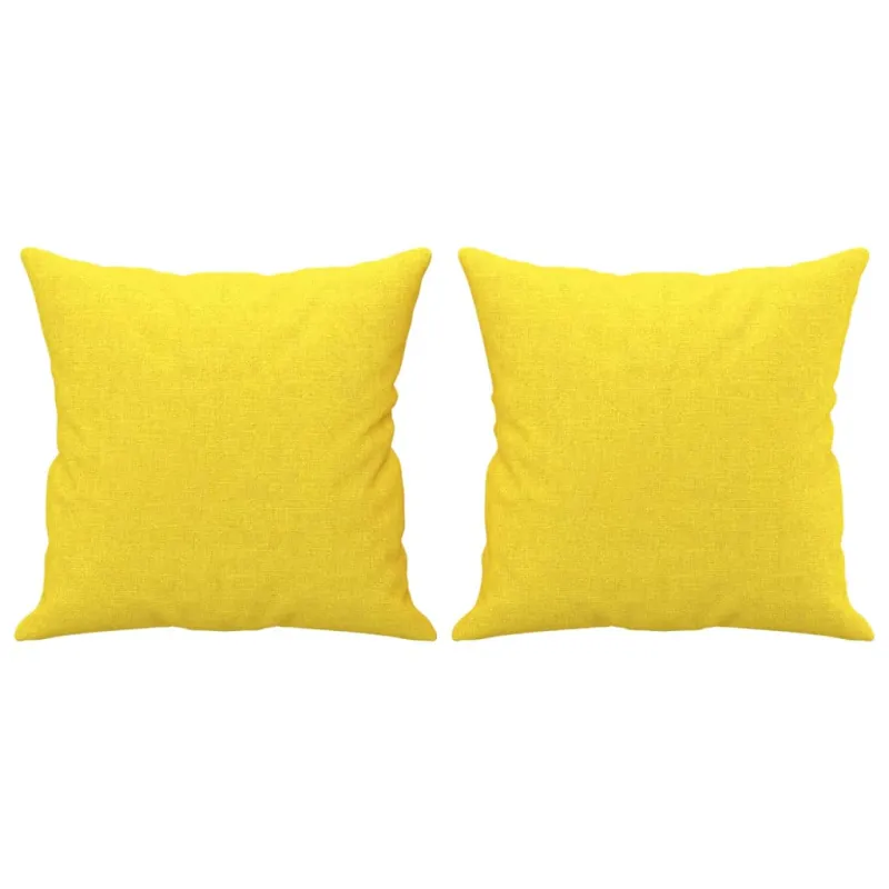 Dvivietė sofa su pagalvėlėmis, šviesiai geltona, 120cm, audinys