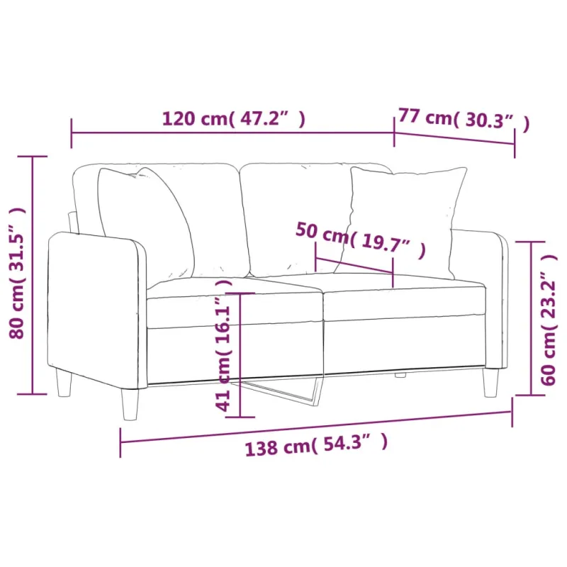 Dvivietė sofa su pagalvėlėmis, šviesiai geltona, 120cm, audinys