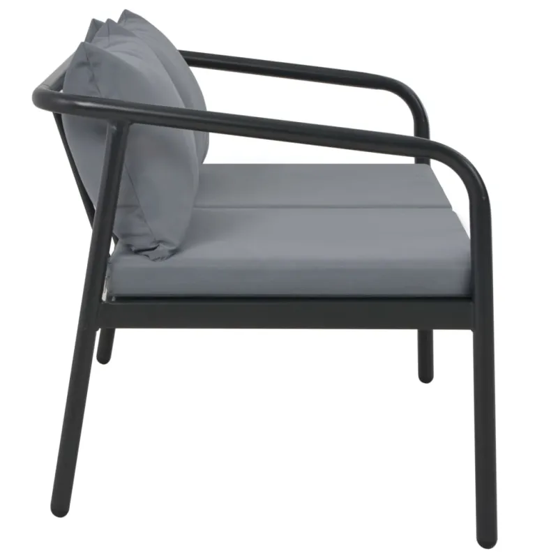 Dvivietė sodo sofa su pagalvėlėmis, pilkos spalvos, aliuminis