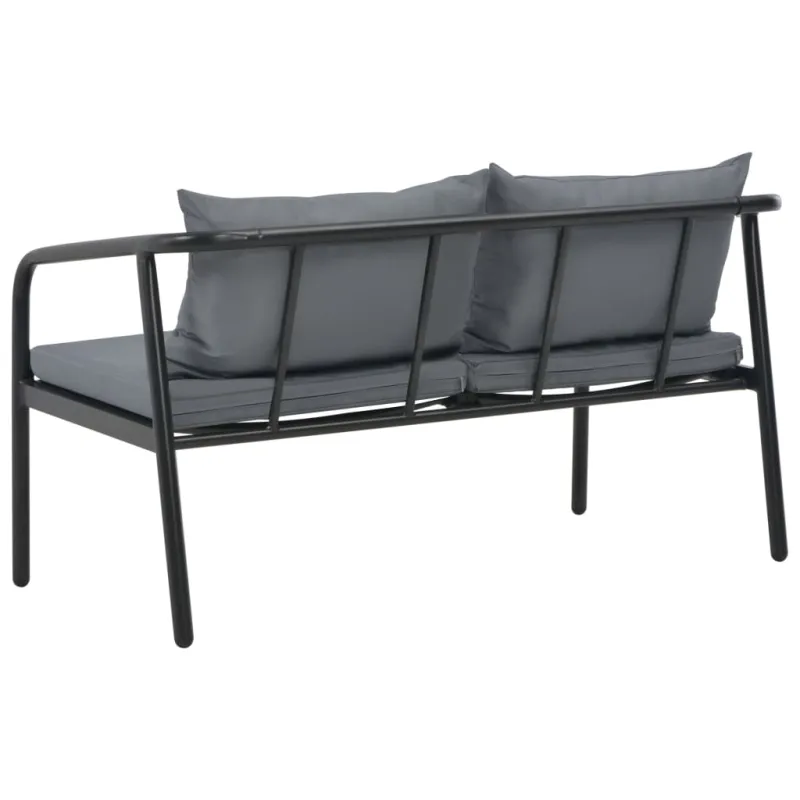 Dvivietė sodo sofa su pagalvėlėmis, pilkos spalvos, aliuminis