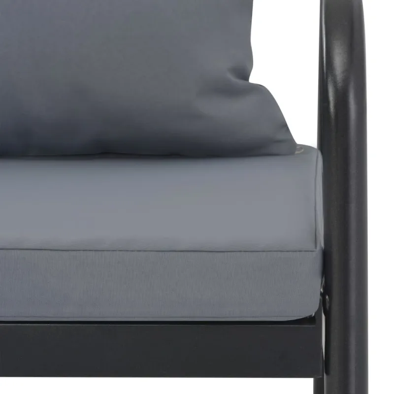 Dvivietė sodo sofa su pagalvėlėmis, pilkos spalvos, aliuminis