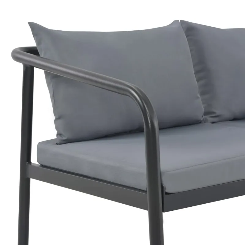 Dvivietė sodo sofa su pagalvėlėmis, pilkos spalvos, aliuminis