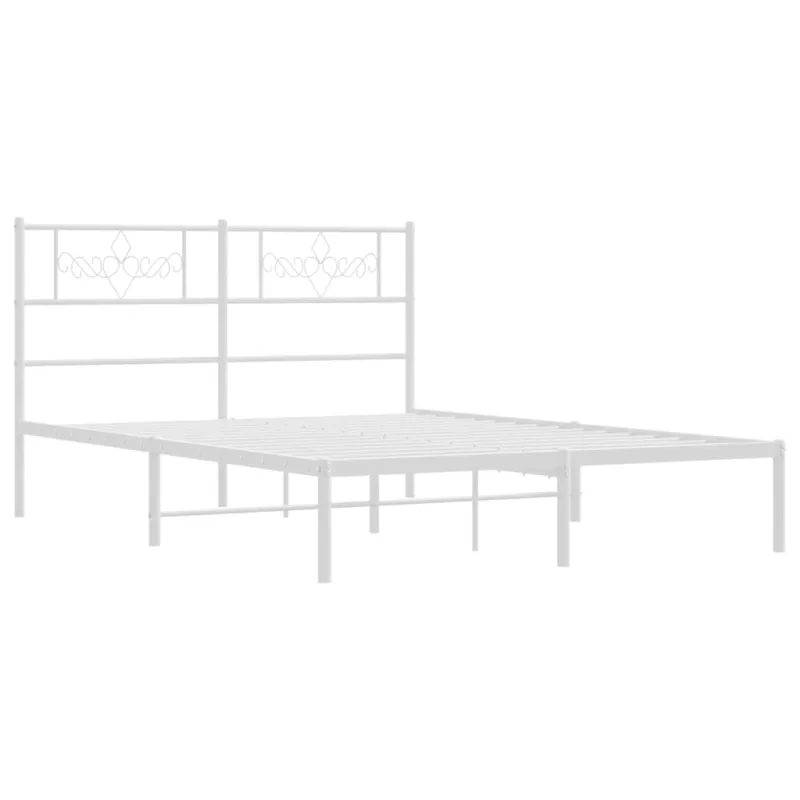 Metalinis lovos rėmas su galvūgaliu, baltos spalvos, 140x200cm