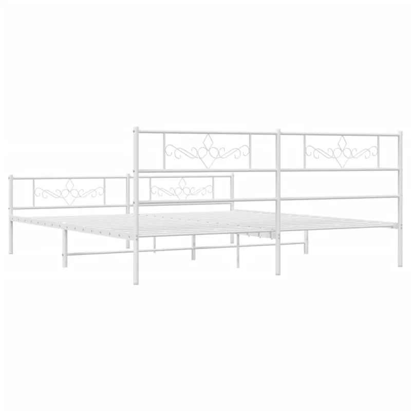 Lovos rėmas su galvūgaliu/kojūgaliu, baltas, 200x200cm, metalas