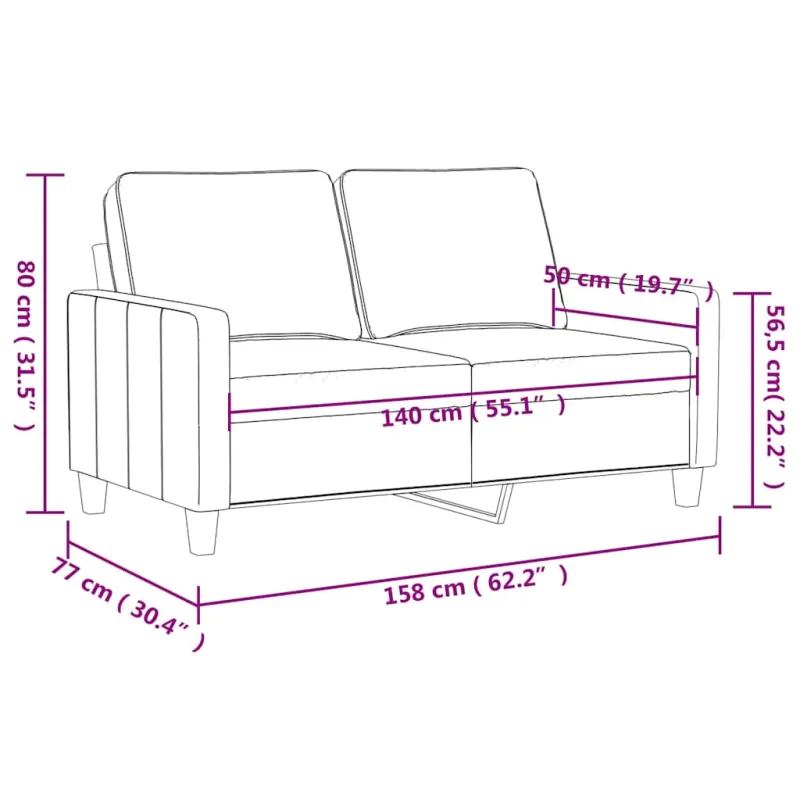 Dvivietė sofa, juodos spalvos, 140cm, dirbtinė oda