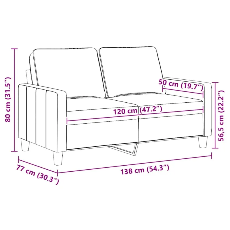 Dvivietė sofa, raudonojo vyno spalvos, 120cm, audinys