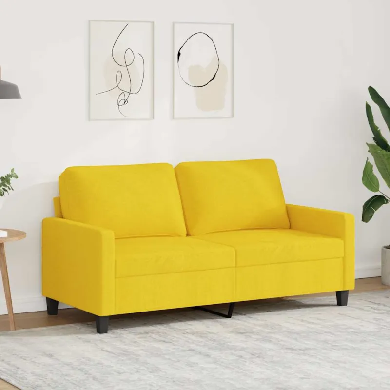Dvivietė sofa, šviesiai geltonos spalvos, 140cm, audinys