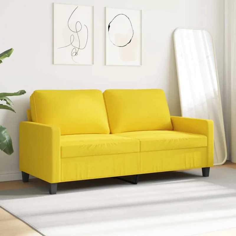 Dvivietė sofa, šviesiai geltonos spalvos, 140cm, audinys