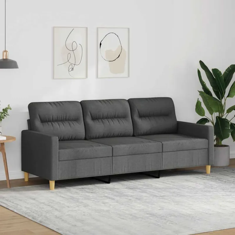 Trivietė sofa, tamsiai pilkos spalvos, 180cm, audinys