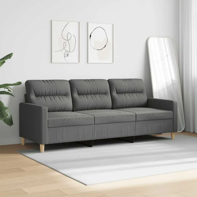 Trivietė sofa, tamsiai pilkos spalvos, 180cm, audinys