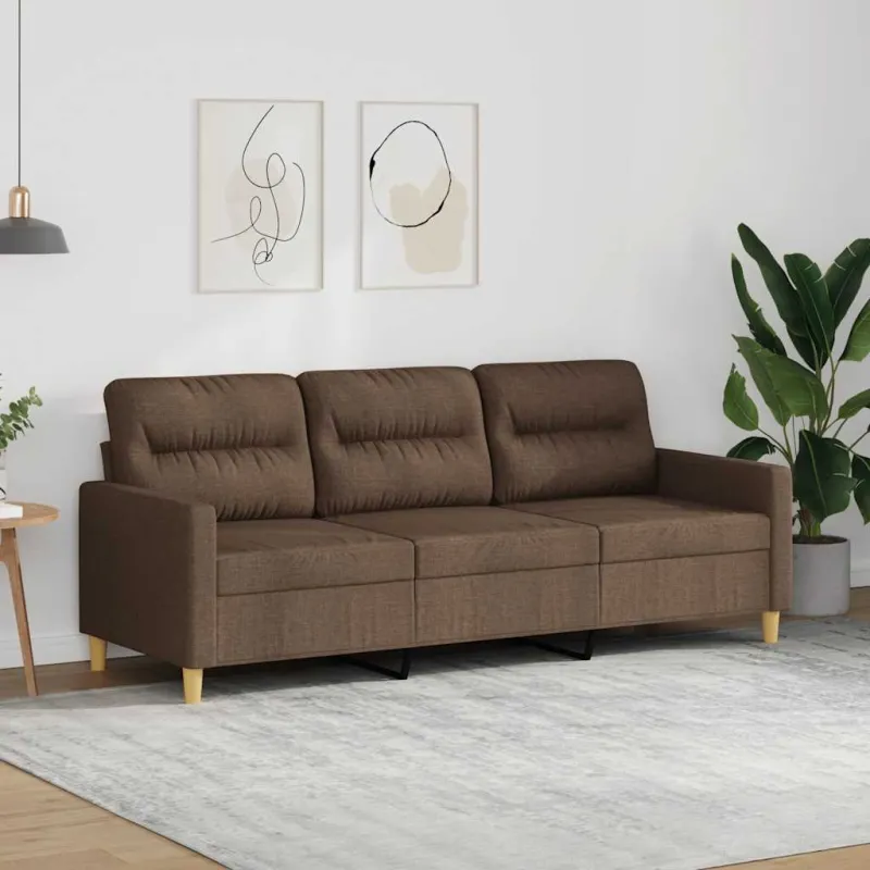 Trivietė sofa, rudos spalvos, 180cm, audinys