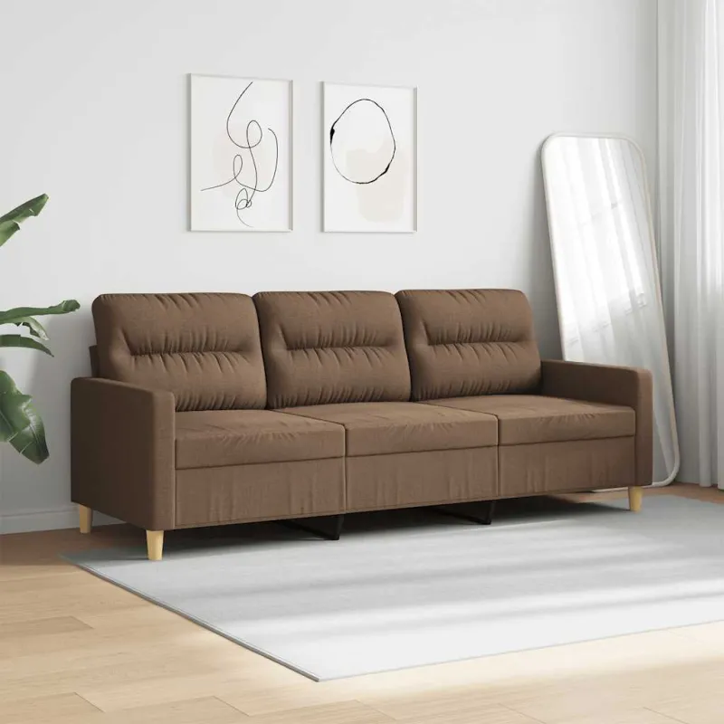 Trivietė sofa, rudos spalvos, 180cm, audinys