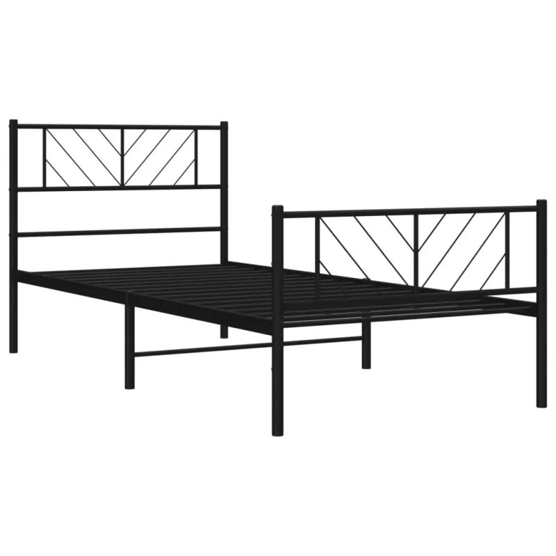 Lovos rėmas su galvūgaliu/kojūgaliu, juodas, 90x200cm, metalas