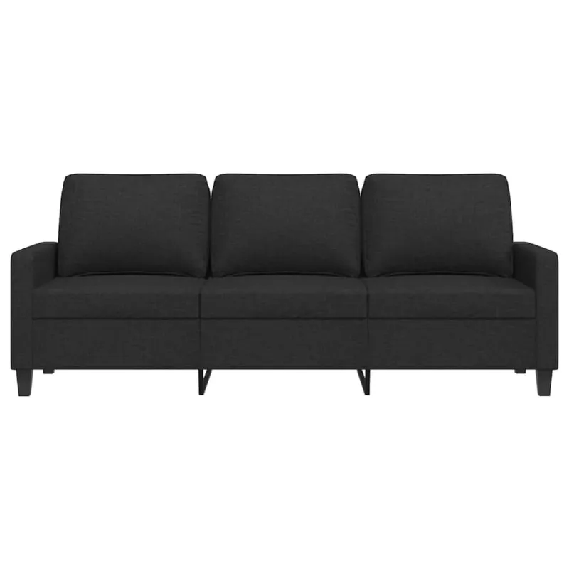 Trivietė sofa, juodos spalvos, 180cm, audinys
