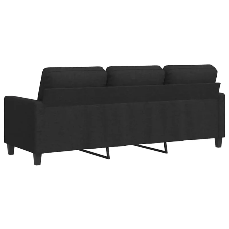 Trivietė sofa, juodos spalvos, 180cm, audinys
