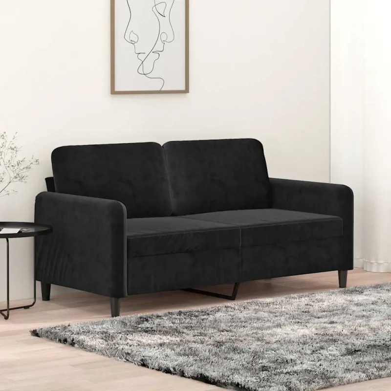 Dvivietė sofa, juodos spalvos, 140cm, aksomas