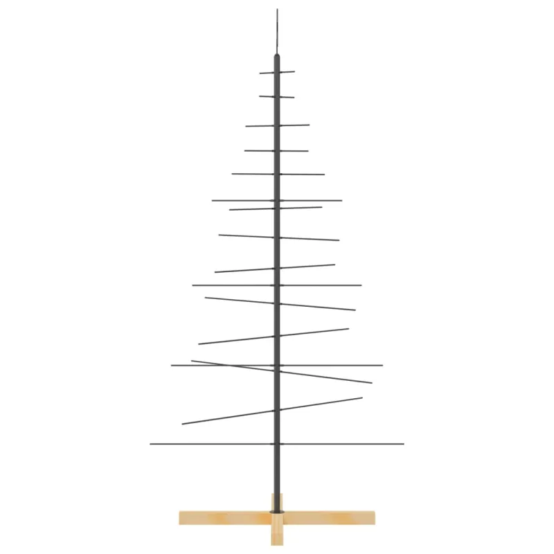Metalinė Kalėdų eglutė su mediniu pagrindu, juoda, 150 cm