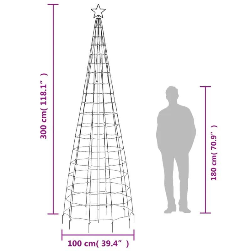 LED Kalėdų eglutė su smaigaliais 570 LED Šiltai balta 300 cm