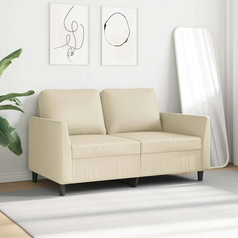 Dvivietė sofa, kreminės spalvos, 120cm, dirbtinė oda