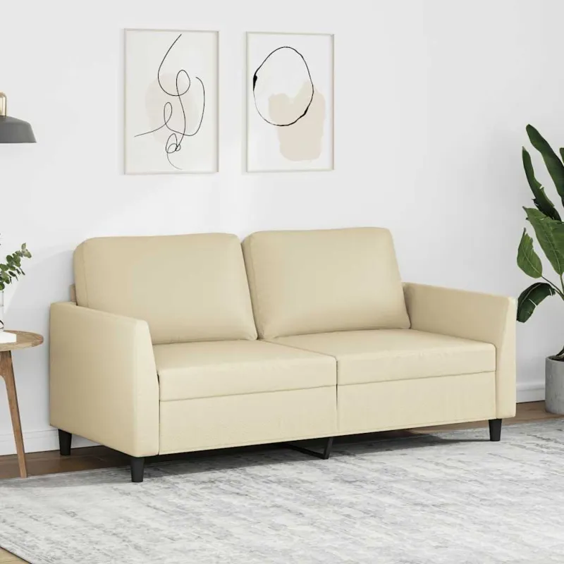 Dvivietė sofa, kreminės spalvos, 140cm, dirbtinė oda