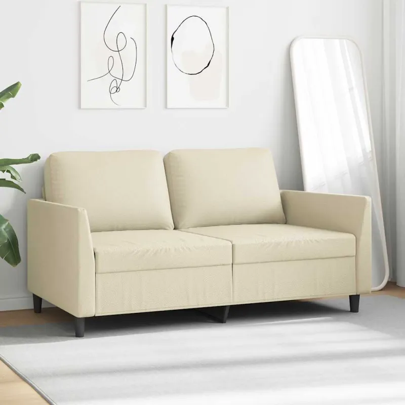 Dvivietė sofa, kreminės spalvos, 140cm, dirbtinė oda