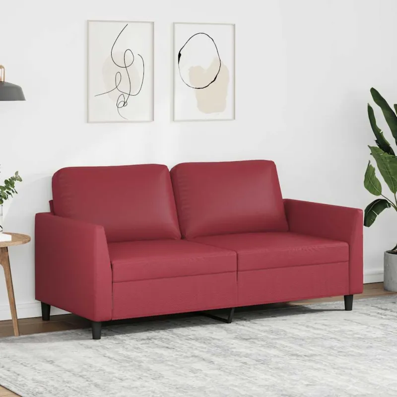 Dvivietė sofa, raudonojo vyno spalvos, 140cm, dirbtinė oda