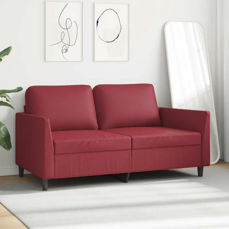 Dvivietė sofa, raudonojo vyno spalvos, 140cm, dirbtinė oda