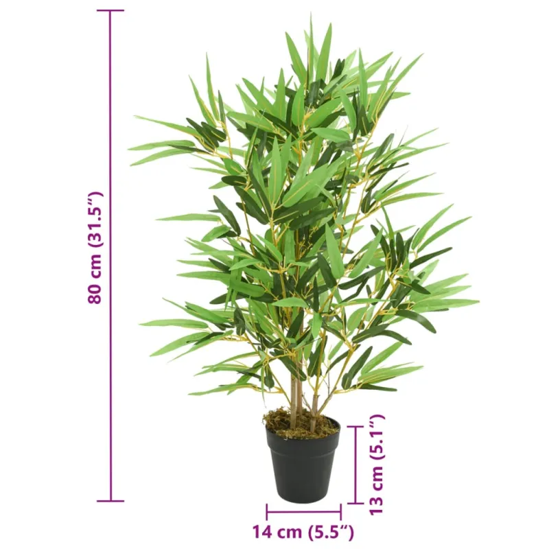 Dirbtinis bambukas, žalios spalvos, 80cm, 368 lapai