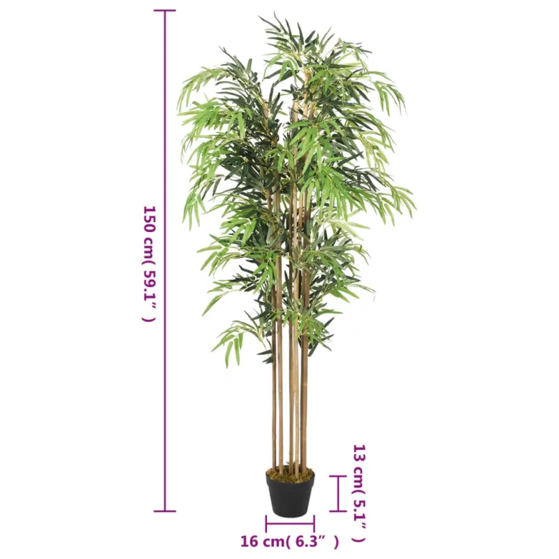 Dirbtinis bambukas, žalios spalvos, 150cm, 1095 lapai