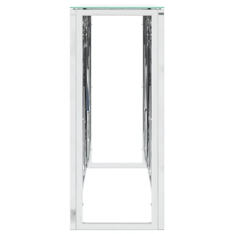 Konsolinis staliukas, sidabrinis, 110x30x70cm, plienas/stiklas