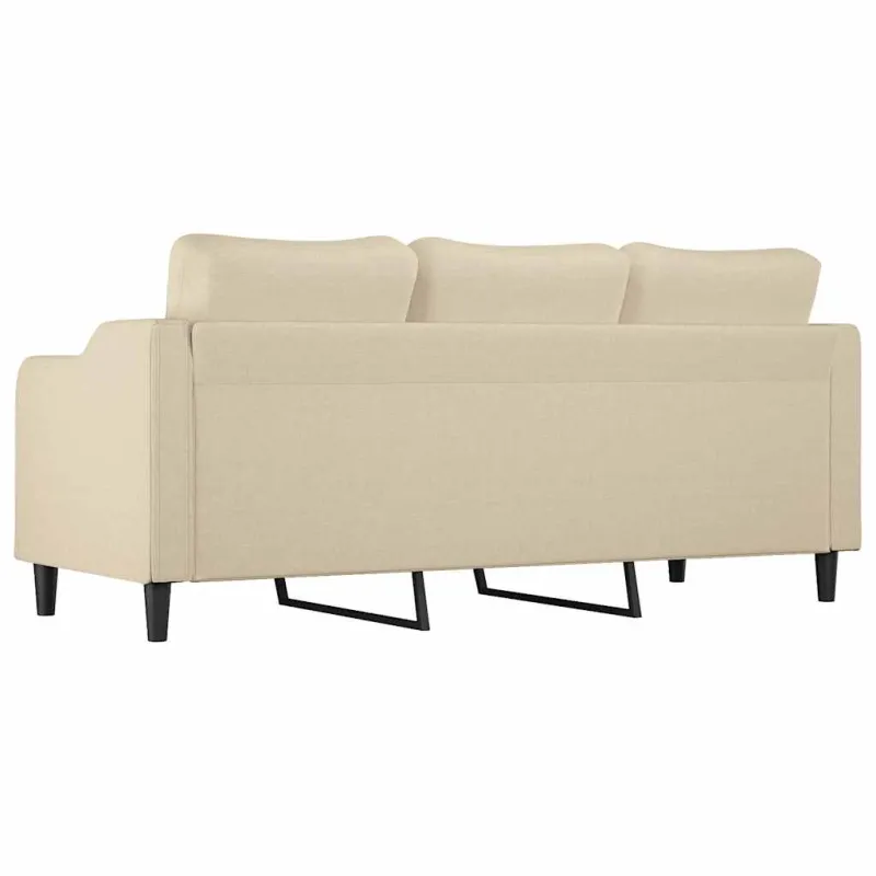 Trivietė sofa, kreminės spalvos, 180cm, audinys