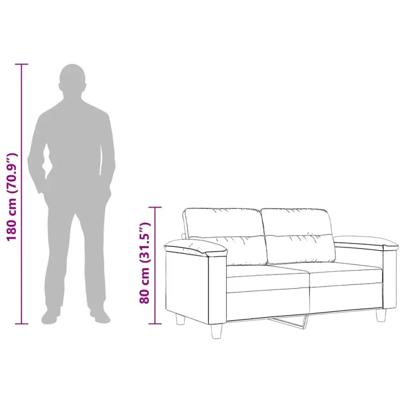 Dvivietė sofa, šviesiai pilka, 120cm, mikropluošto audinys