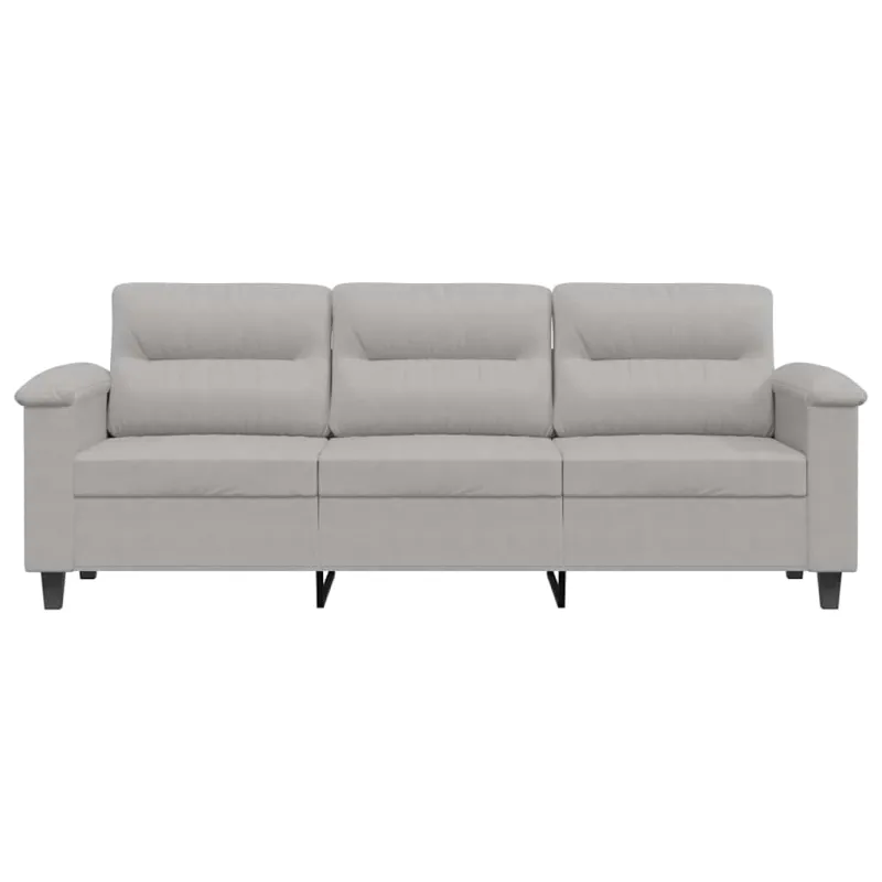 Trivietė sofa, šviesiai pilka, 180cm, mikropluošto audinys