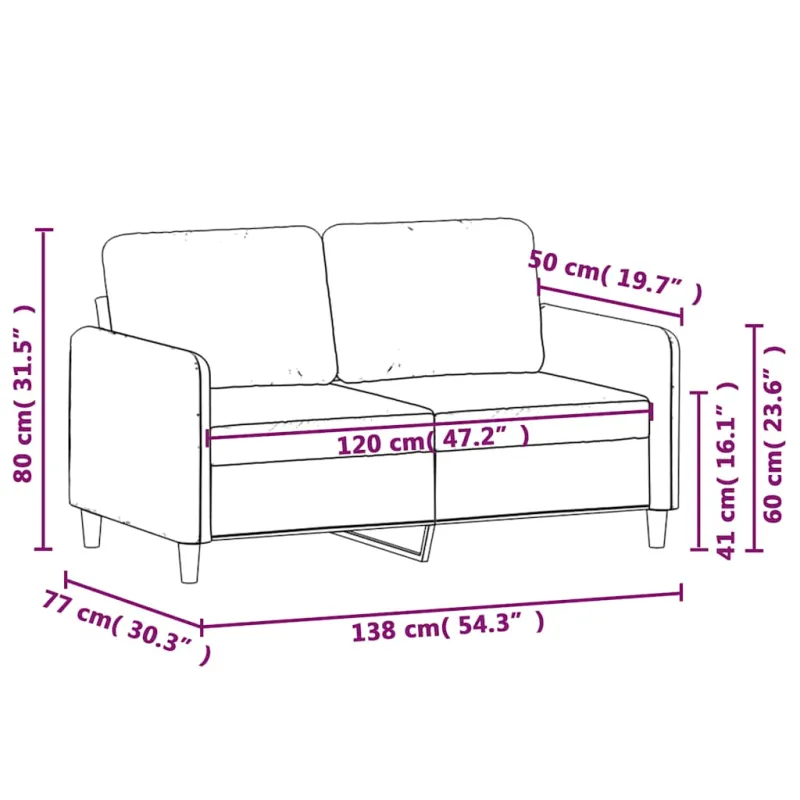 Dvivietė sofa, rudos spalvos, 120cm, aksomas